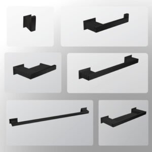 Kit Banheiro 6 Peças Inox Preto Fosco - Kromus Kitrt6b