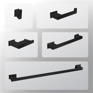 Kit Banheiro 5 Peças Inox Preto Fosco - Kromus Kitrt5b