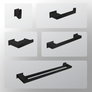 Kit Banheiro 5 Peças Inox Preto Fosco - Kromus Kitrt5ab