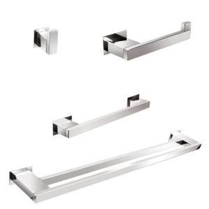 Kit p/ Banheiro com Toalheiro Duplo 70cm - KROMUS KITRT4A-70