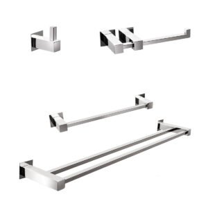 Kit p/ Banheiro com Toalheiro Duplo 70cm - KROMUS KITQD4A-70