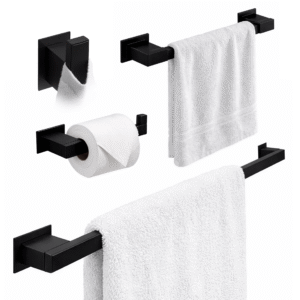 Kit Acessórios Banheiro 4 Peças Preto Fosco Inox 304