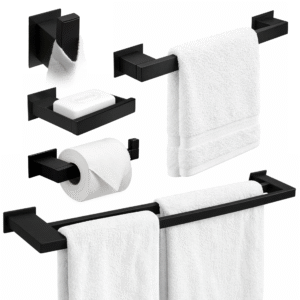 Kit Acessórios Banheiro 5 Peças Inox Preto Fosco Linha Black