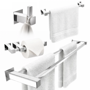 Kit Completo para Banheiro com Toalheiro Duplo 70 cm Inox 304