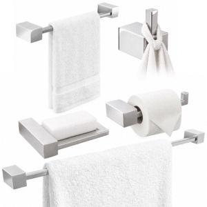 Kit Acessórios para Banheiro 5 Peças em Aço Inoxidável Polido – Kromus Quadratus Q500