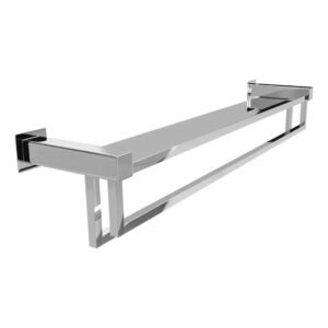 Prateleira com Toalheiro Duplo 50 Cm Inox - Kromus QD0434-50