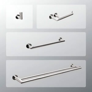 Kit Acessórios Para Banheiro com Toalheiro Duplo 80cm - KROMUS KITME4A-80