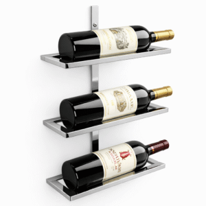 Suporte Moderno para 3 Garrafas de Vinho em Aço Inox 304 – Kromus