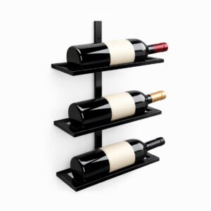 Adega Suspensa Suporte 3 Garrafas de Vinho Preto Fosco